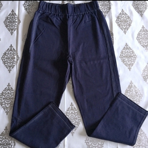 COPY - Dee Elly Cotton Paper Bag Waist Nautical Ankle Cropped Pants - Picture 1 of 7
